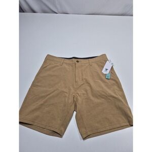 Vissla Canyons Hybrid Shorts Mens 33 Beige Chino 9" Inseam Stretch Casual